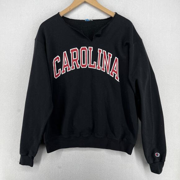 CAROLINA Sweatshirt ADULT L CHAMPION UNIVERSITY COLLEGE NC Fleece Cutout Black - Picture 1 of 15